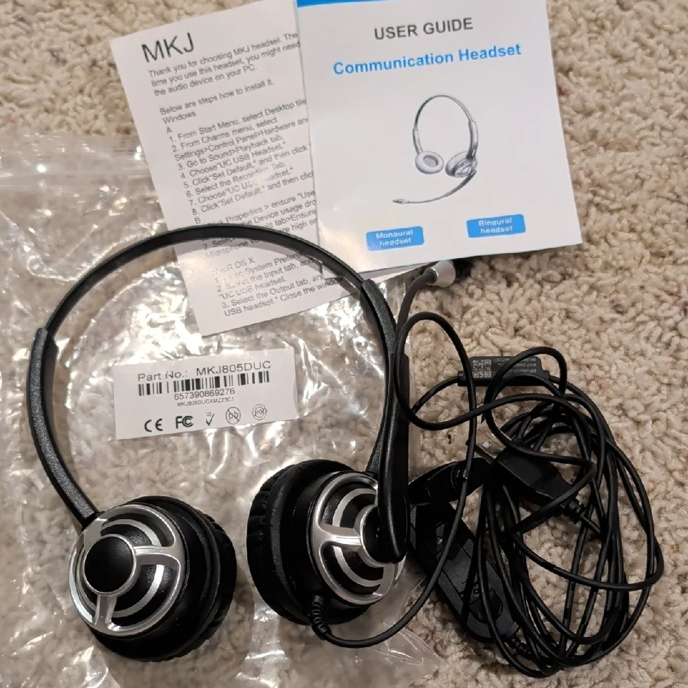 MKJ USB Headset With Noise Cancelling Microphone And Volume Controller